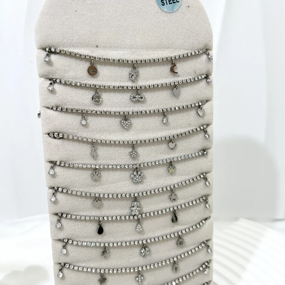 Tennis con Ciondoli-12pz Collane in Acciaio - CPA-103-AA4127N