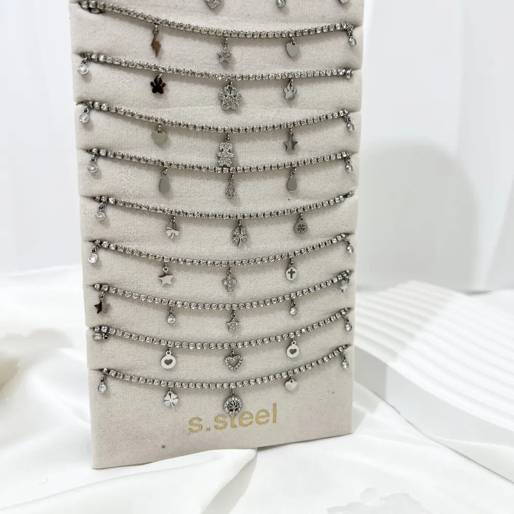 Tennis con Ciondoli-12pz Collane in Acciaio - CPA-103-AA4127N