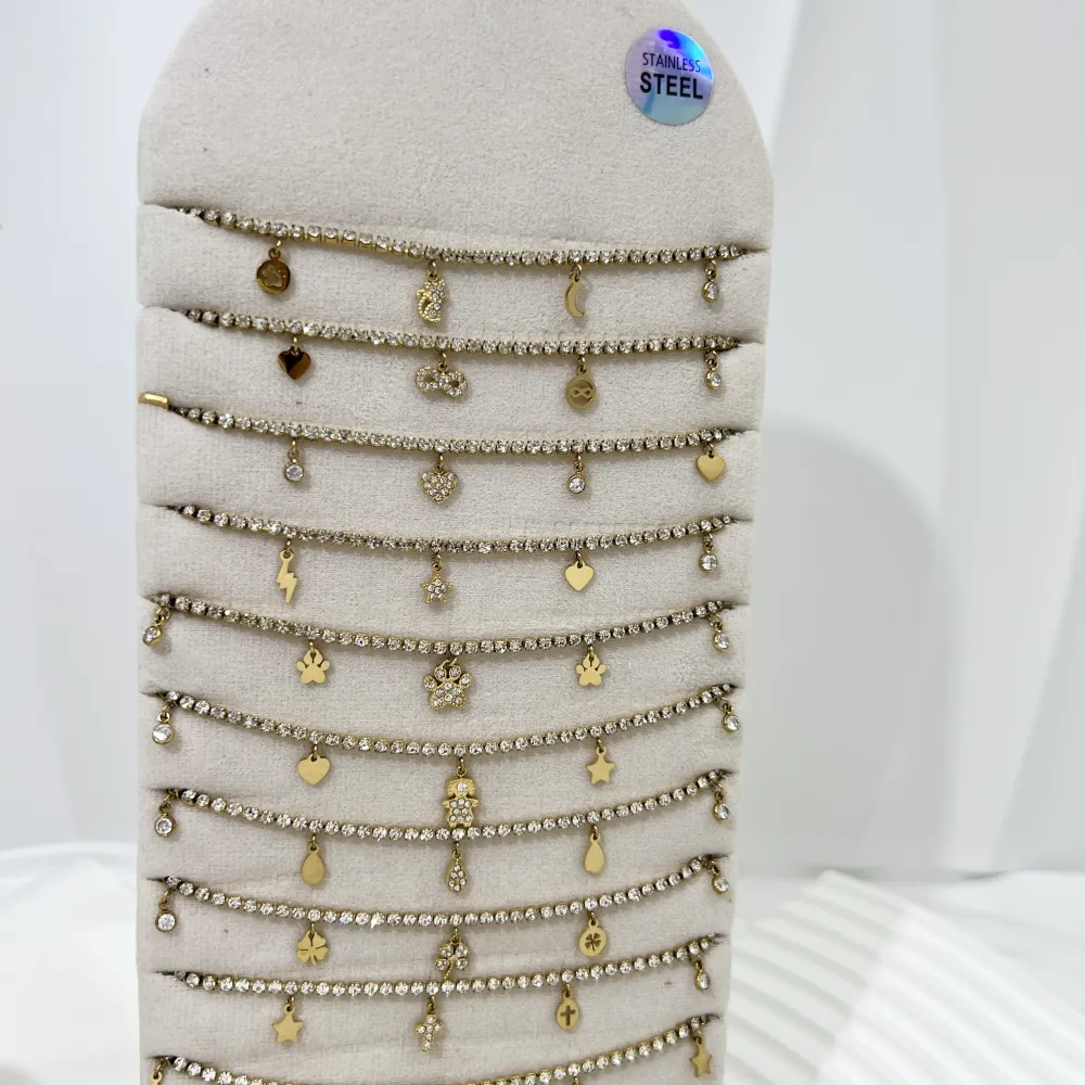 Tennis con Ciondoli-12pz Collane in Acciaio - CPA-103-AA4127N