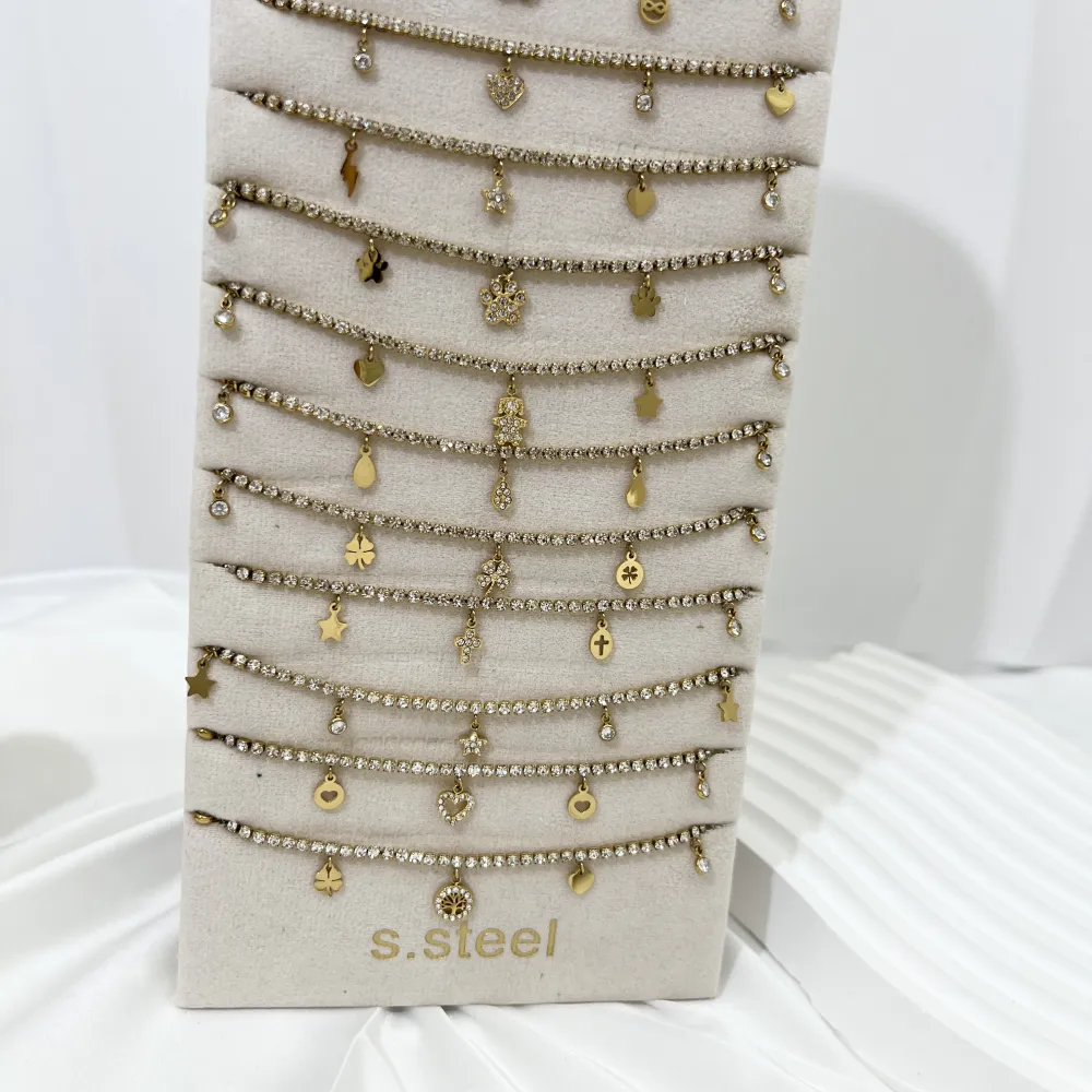 Tennis con Ciondoli-12pz Collane in Acciaio - CPA-103-AA4127N