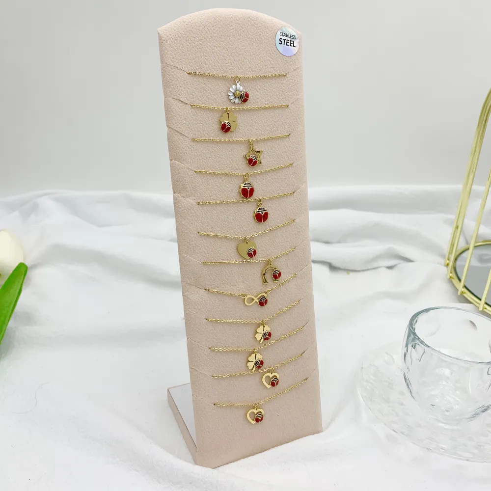 Mix Coccinella Smaltata-12pz Collane Corte in Acciaio - CPA-103-AA894N