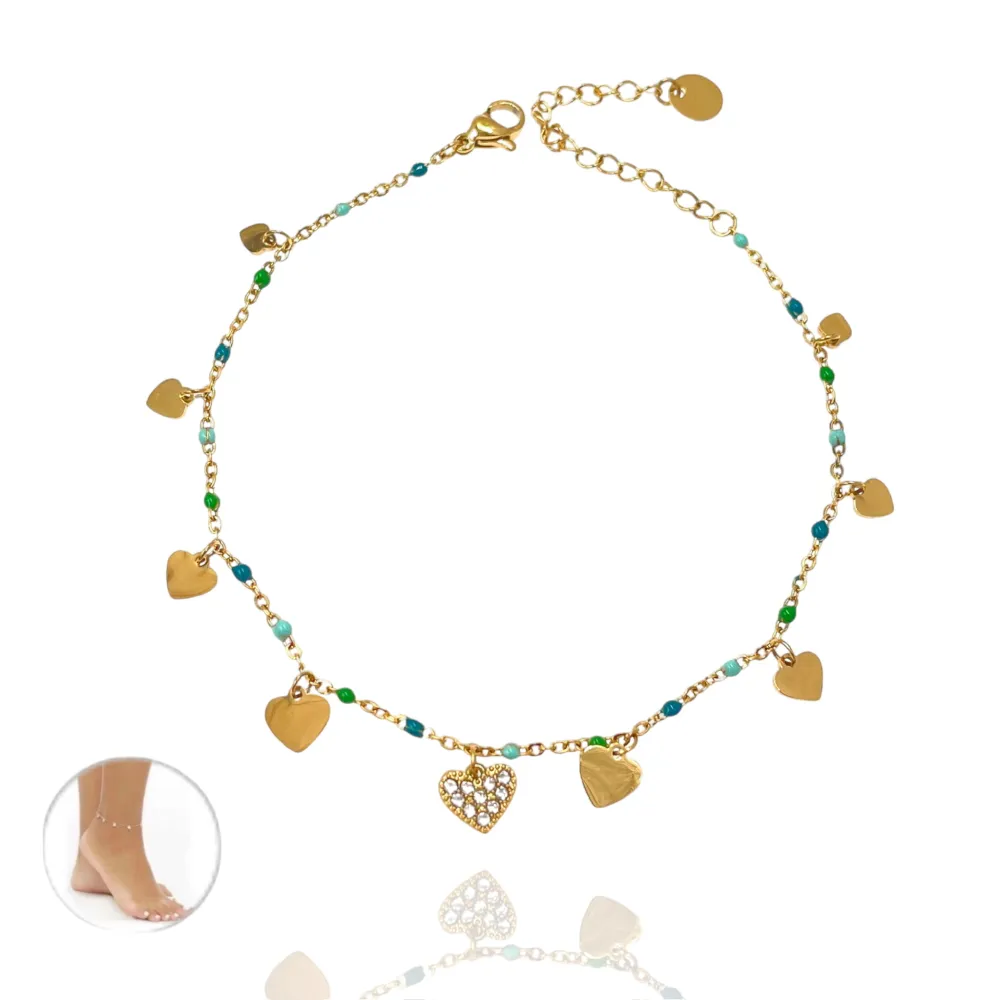 Cuore Smaltato-Cavigliera in Acciaio - KAV-103-AA3439B