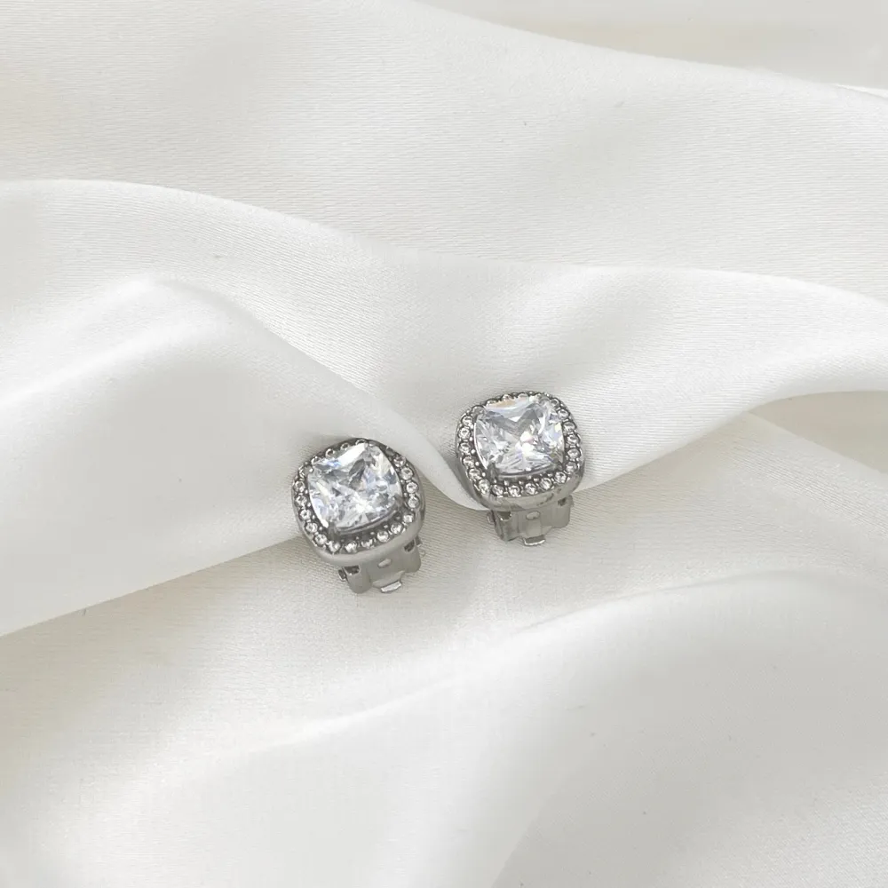 Quadrato -Orecchini a Clip in Acciaio - OAK-103-AA5013E