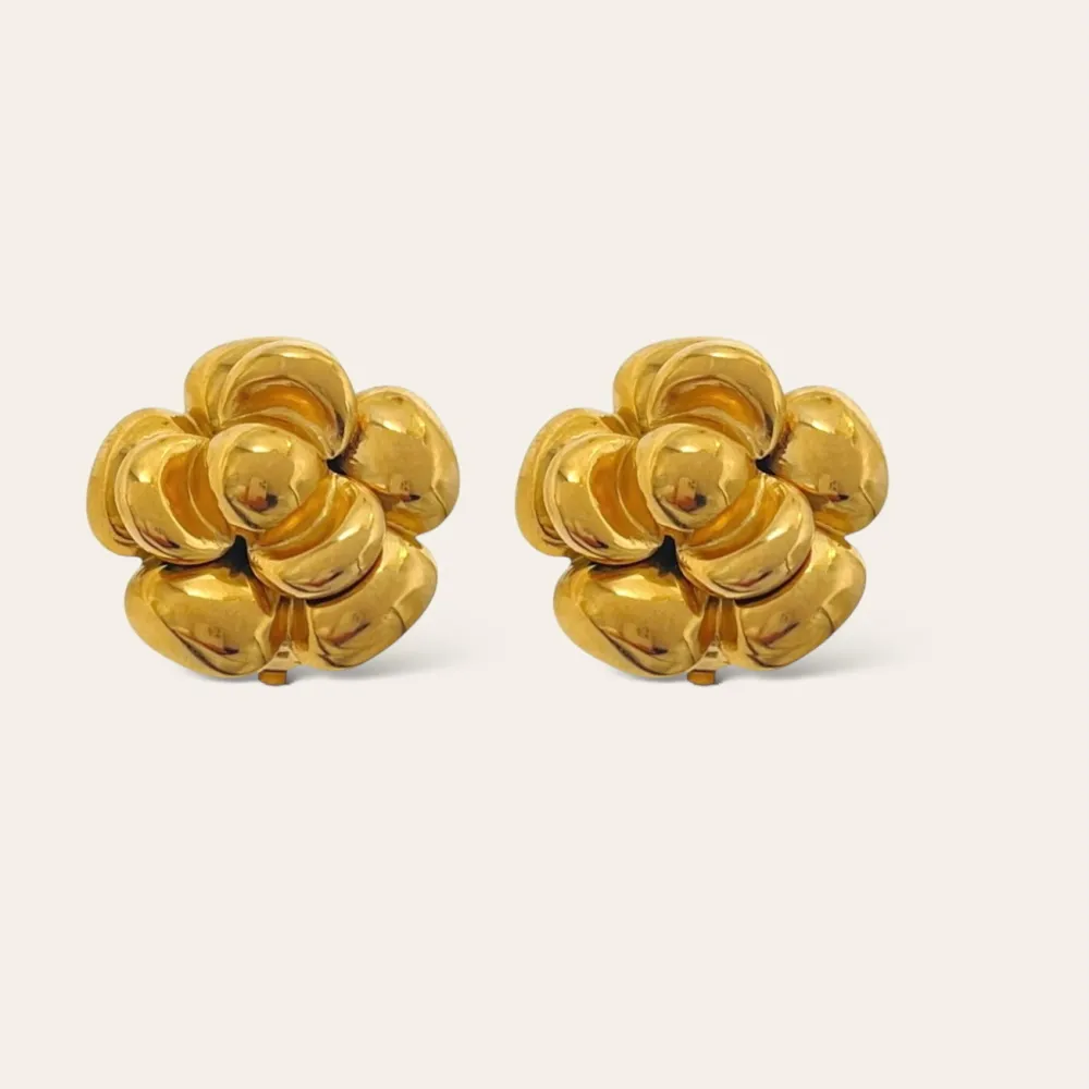 Fiore Rosa -Orecchini a Clip in Acciaio - OAK-1732-359