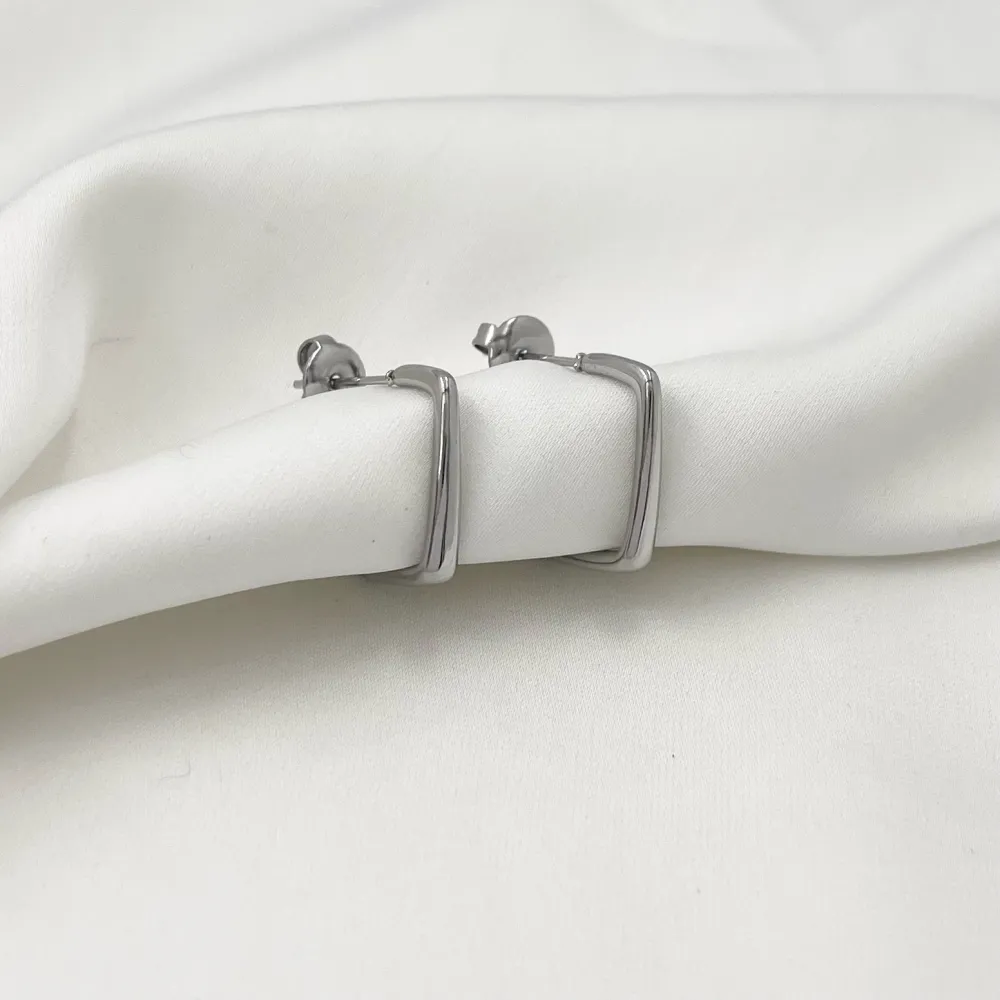 Cerchio Rettangolare-Orecchini in Acciaio - OAP-103-AA1263E