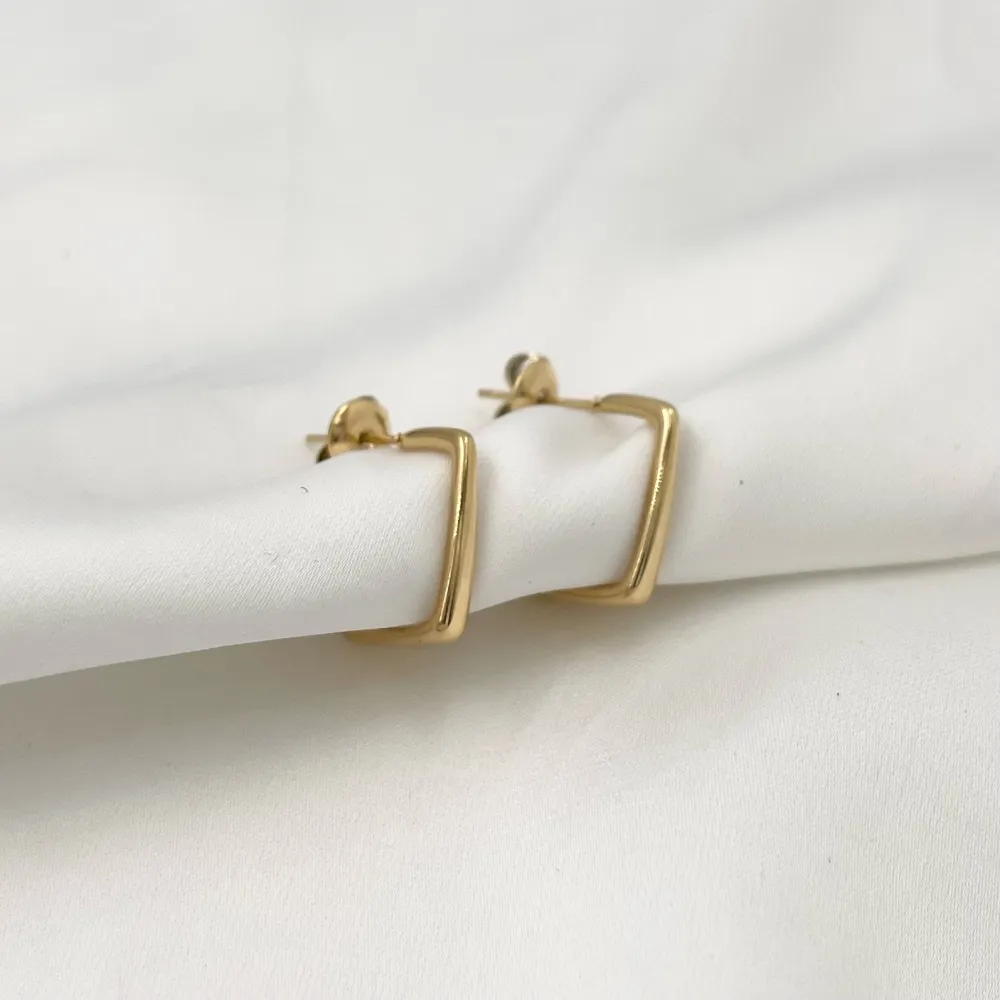 Cerchio Rettangolare-Orecchini in Acciaio - OAP-103-AA1263E