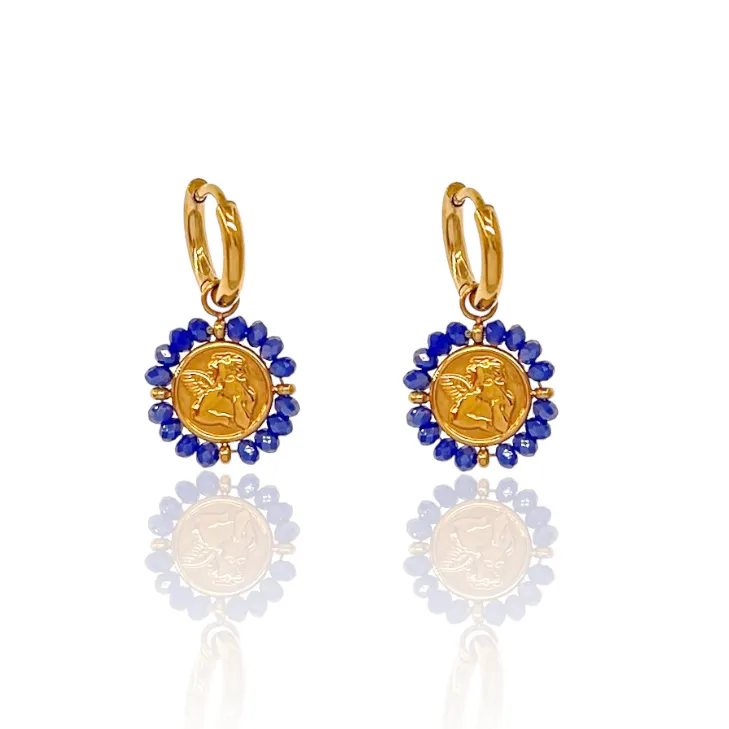 Cerchio con Angelo-Orecchini in Acciaio - OAP-103-AA2710E