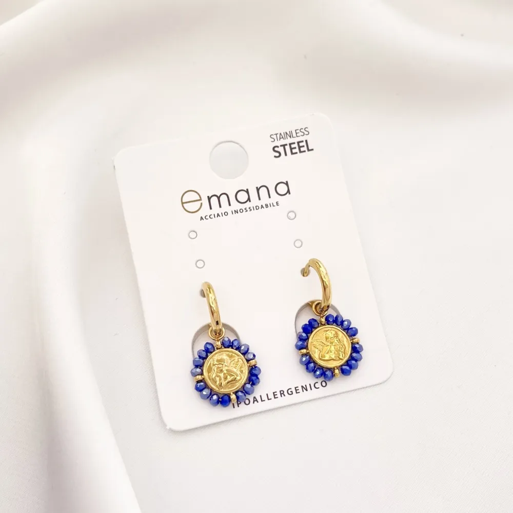 Cerchio con Angelo-Orecchini in Acciaio - OAP-103-AA2710E