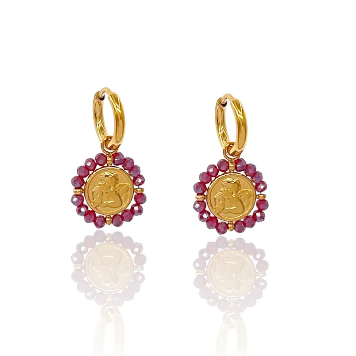 Cerchio con Angelo-Orecchini in Acciaio - OAP-103-AA2710E