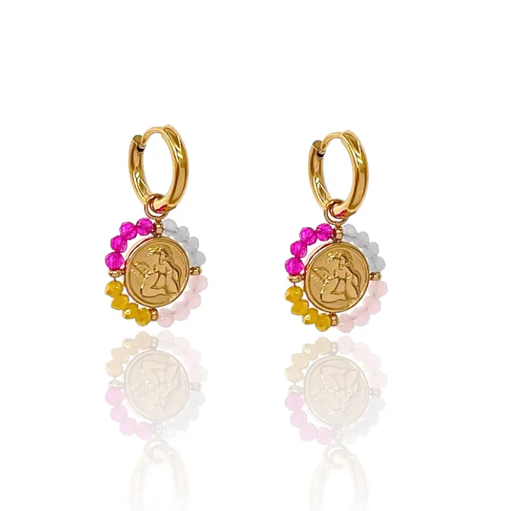 Cerchio con Angelo-Orecchini in Acciaio - OAP-103-AA2710E