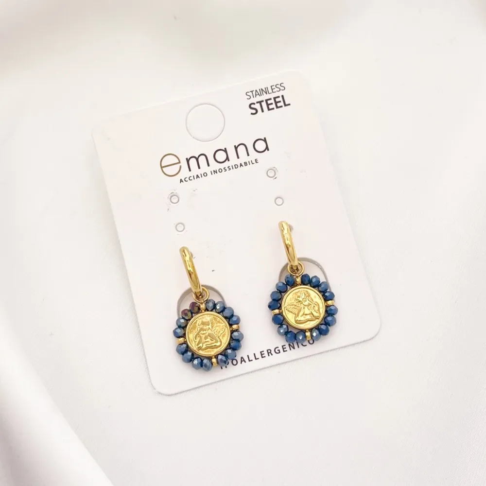 Cerchio con Angelo-Orecchini in Acciaio - OAP-103-AA2710E