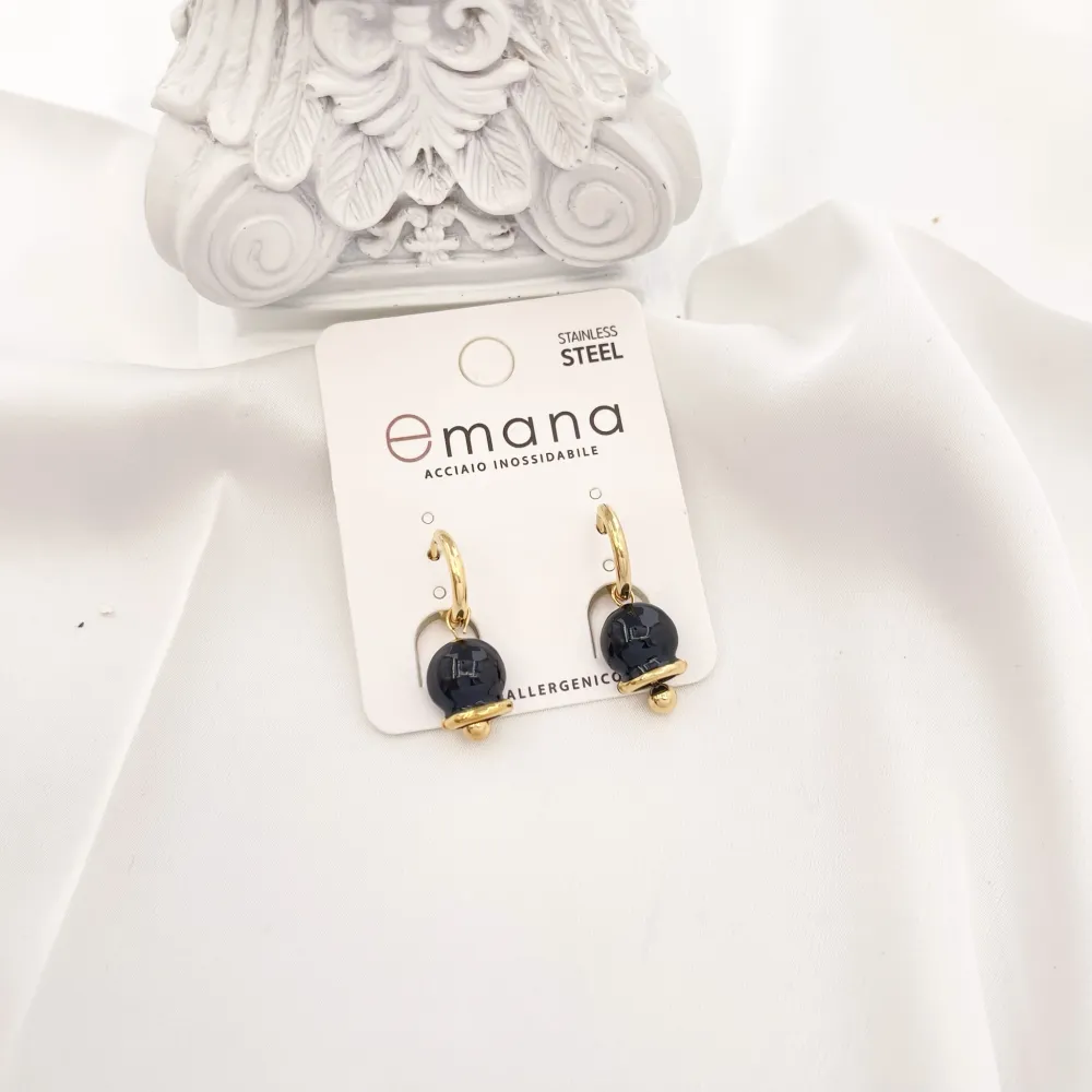 Cerchio con Campanello Smaltato-12Paia Orecchini in Acciaio - OAP-103-AA3074E