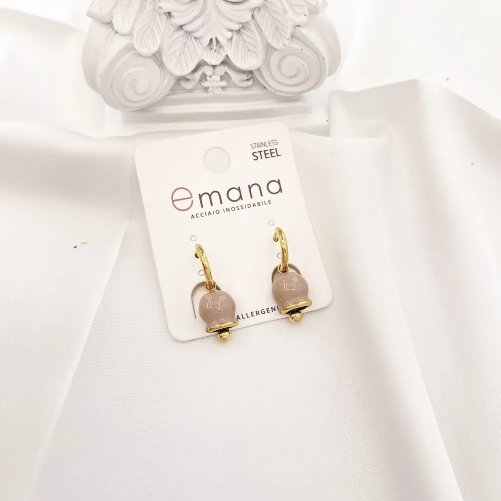 Cerchio con Campanello Smaltato-12Paia Orecchini in Acciaio - OAP-103-AA3074E