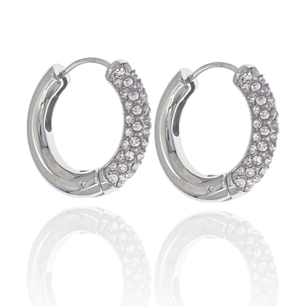 Cerchio in Acciaio con Strass-Orecchini in Acciaio - OAP-103-AA3342E