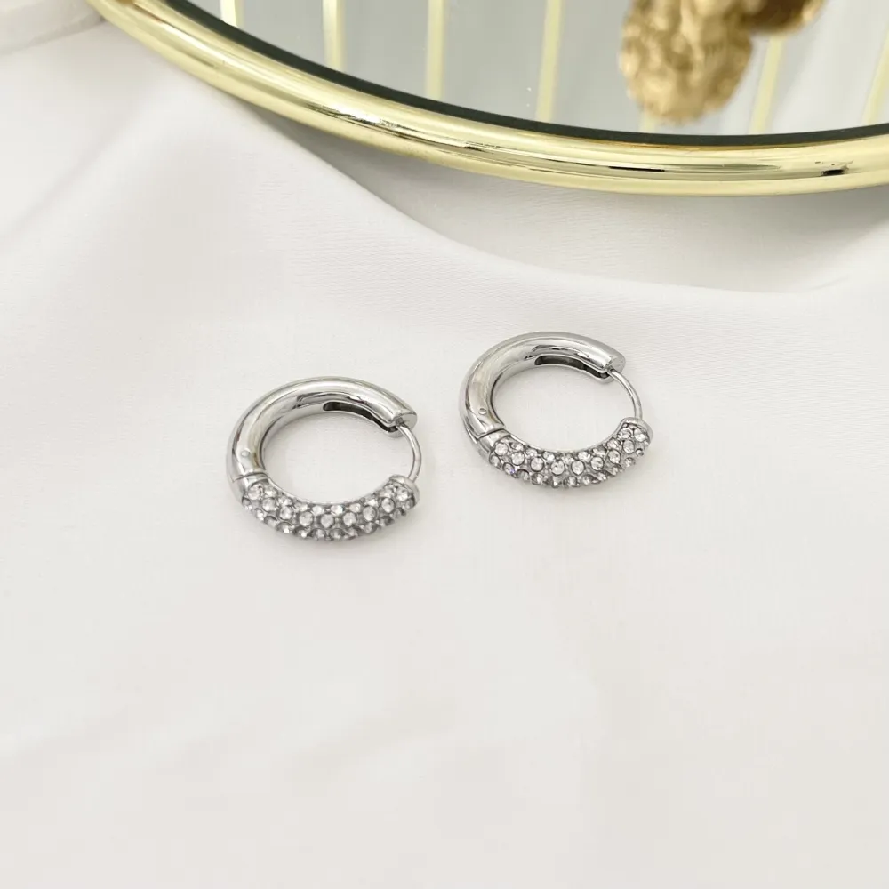 Cerchio in Acciaio con Strass-Orecchini in Acciaio - OAP-103-AA3342E