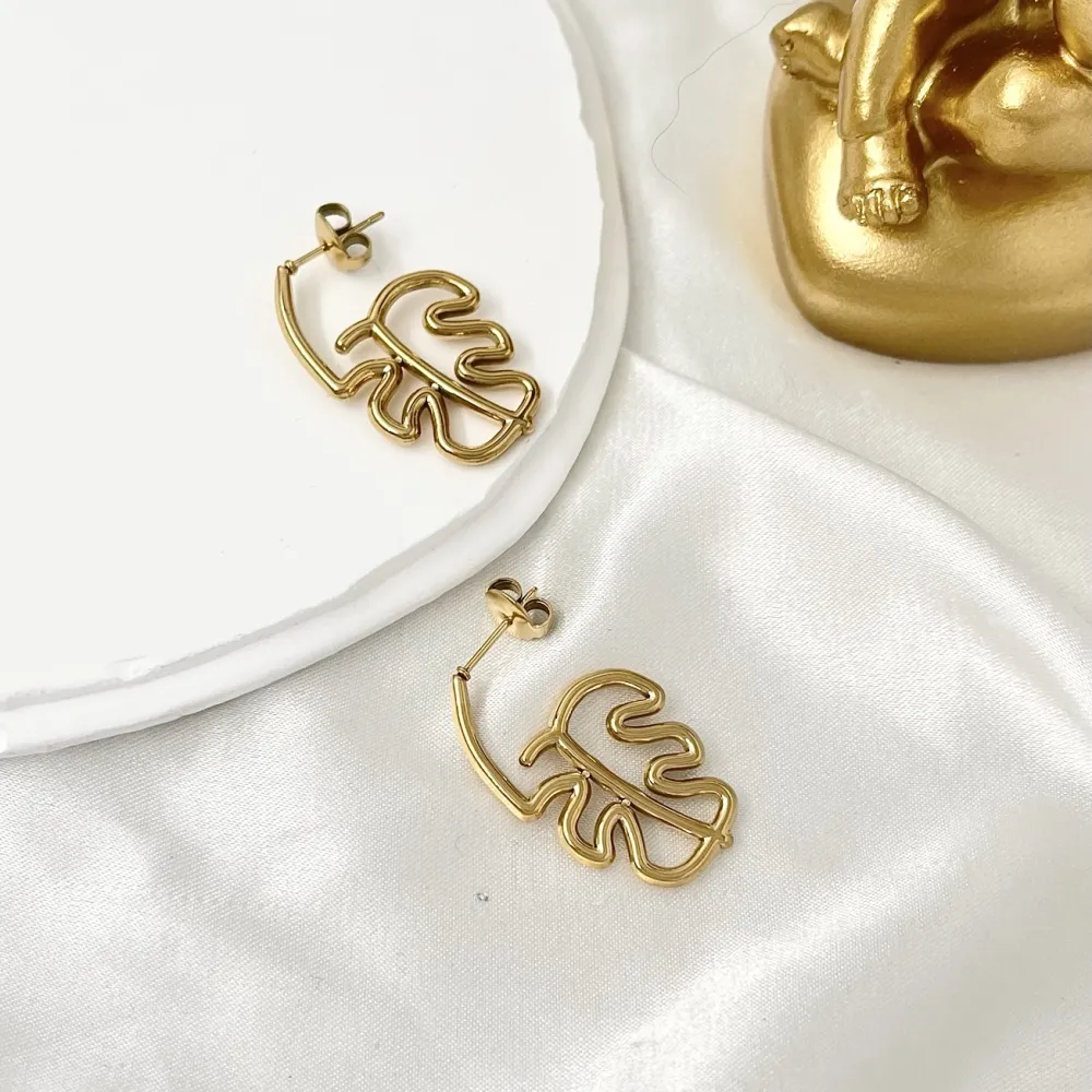 Foglia-Orecchini in Acciaio - OAP-103-AA3347E