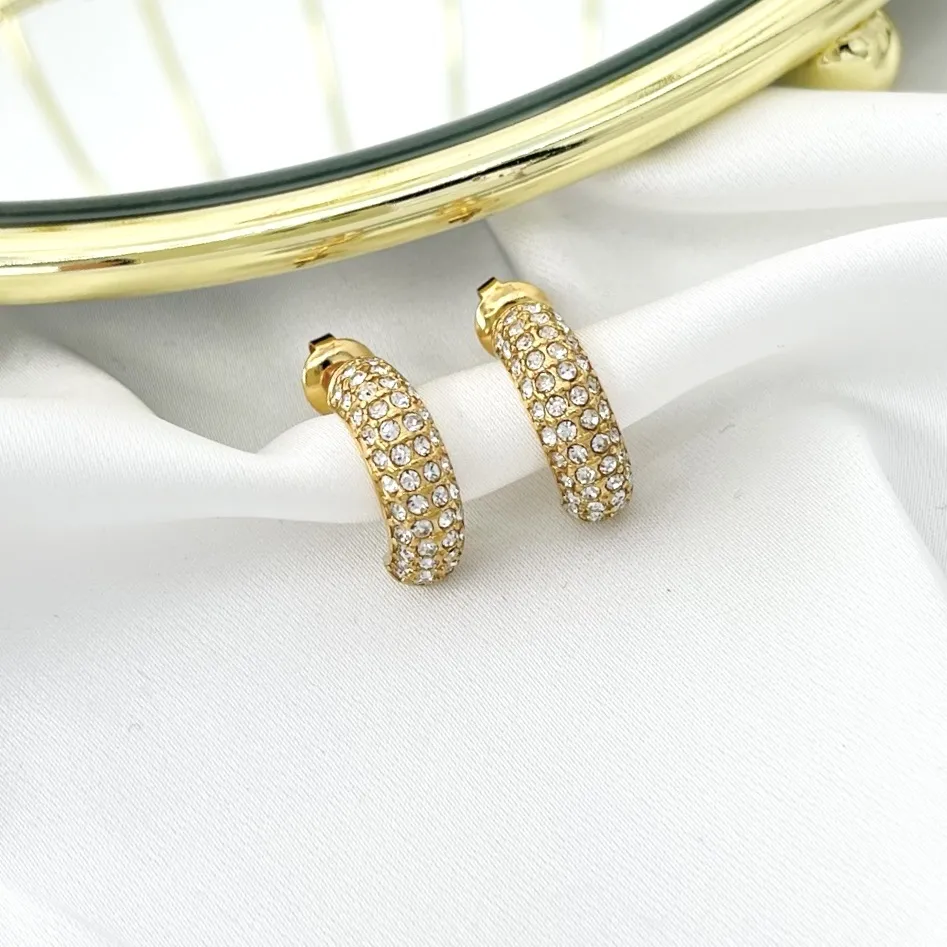 Mezzaluna con Stras-Orecchini in Acciaio - OAP-103-AA3629E