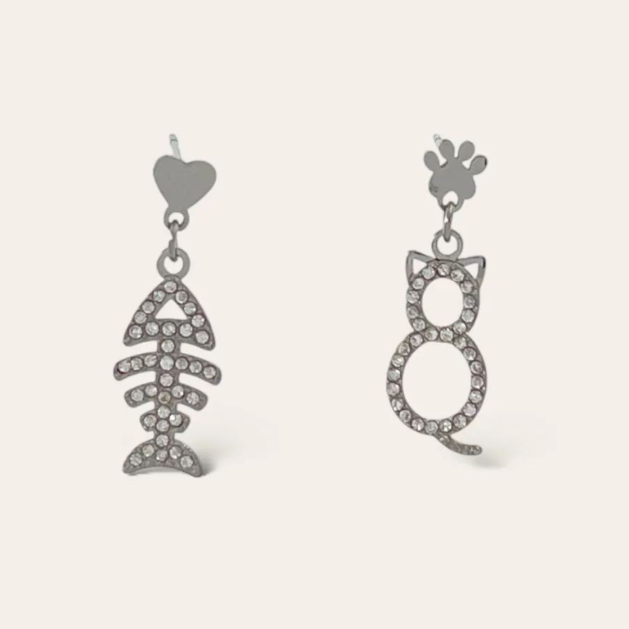 Gatto Lisca di Pesce-Orecchini in Acciaio - OAP-103-AA4560E