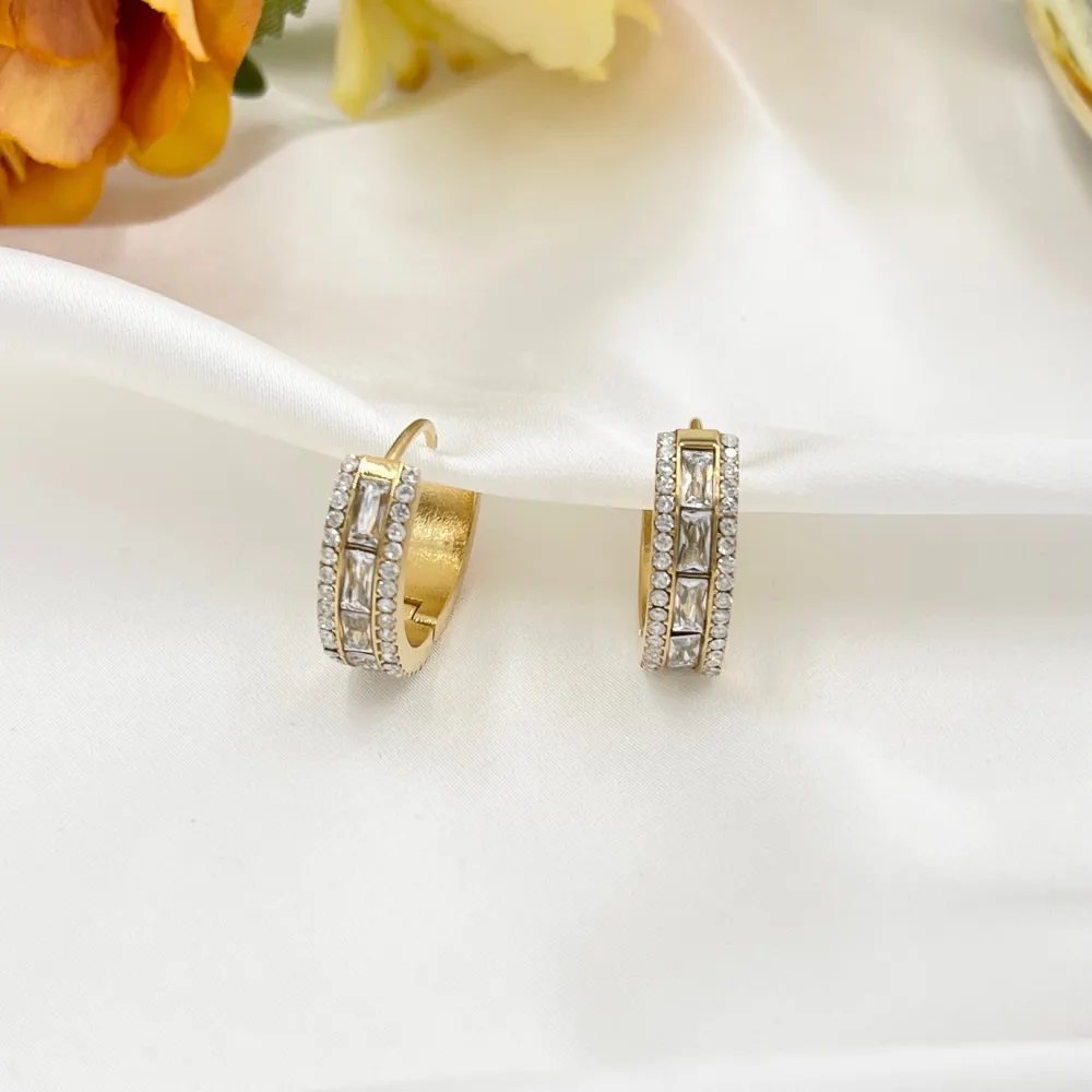 Cerchio con Zirconia-Orecchini in Acciaio - OAP-103-AA5774E