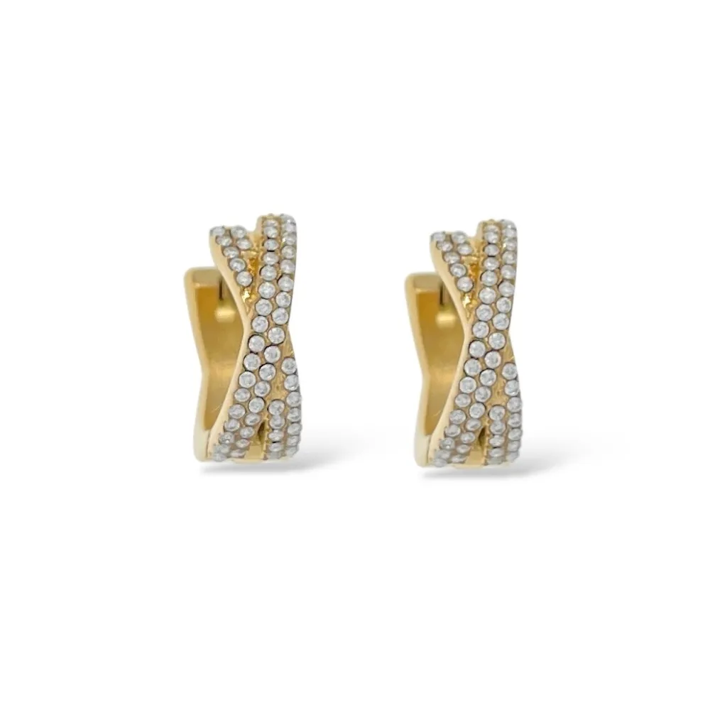 Cerchio X 12mm con Zirconia-Orecchini in Acciaio - OAP-103-AA5776E