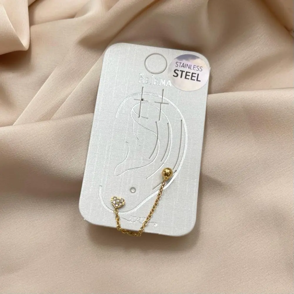 Pallina Catena Cuore con Zirconia-Orecchino Mono Saliscendi in - OAP-103-AA806E