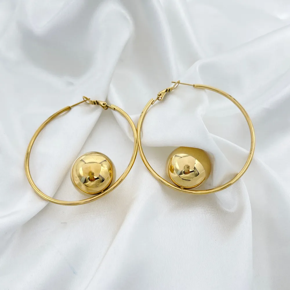 Cerchio con Pallina-Orecchini in Acciaio - OAP-413-2498