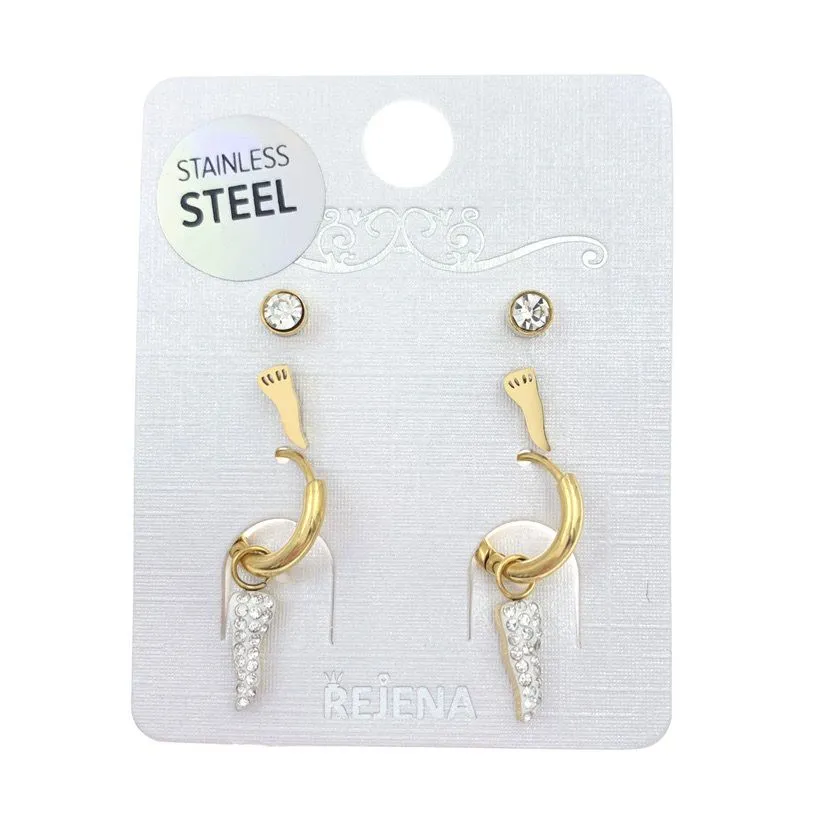 OAP7336-Cornino-Orecchini Tris in Acciaio - OAP-413-656