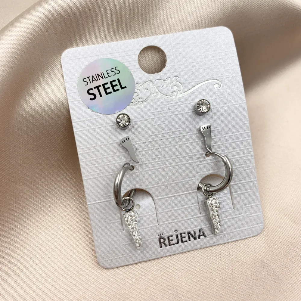 OAP7336-Cornino-Orecchini Tris in Acciaio - OAP-413-656