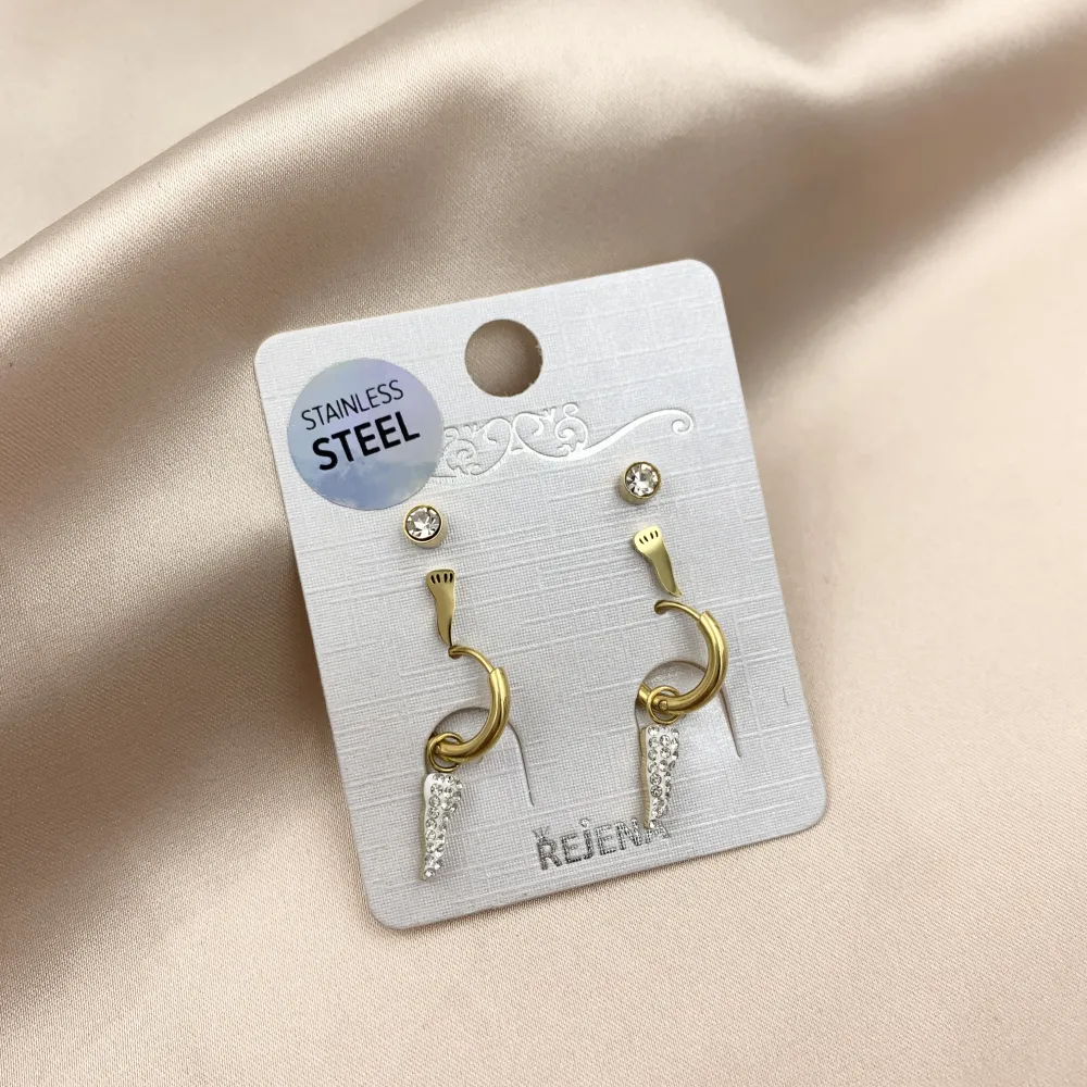 OAP7336-Cornino-Orecchini Tris in Acciaio - OAP-413-656