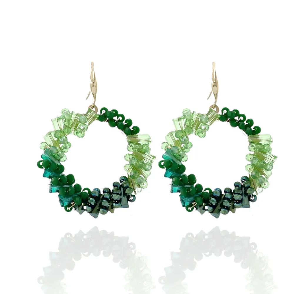 Cerchio Vuoto-Orecchini in Acciaio con Cristalli - OAP-428-10