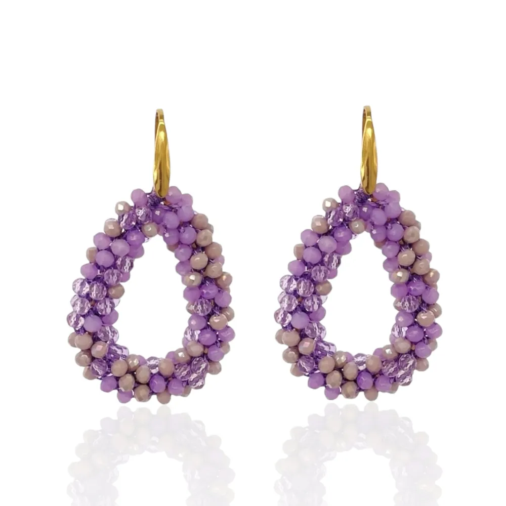 Goccia con Cristalli Colorati-Orecchini in Acciaio - OAP-428-13