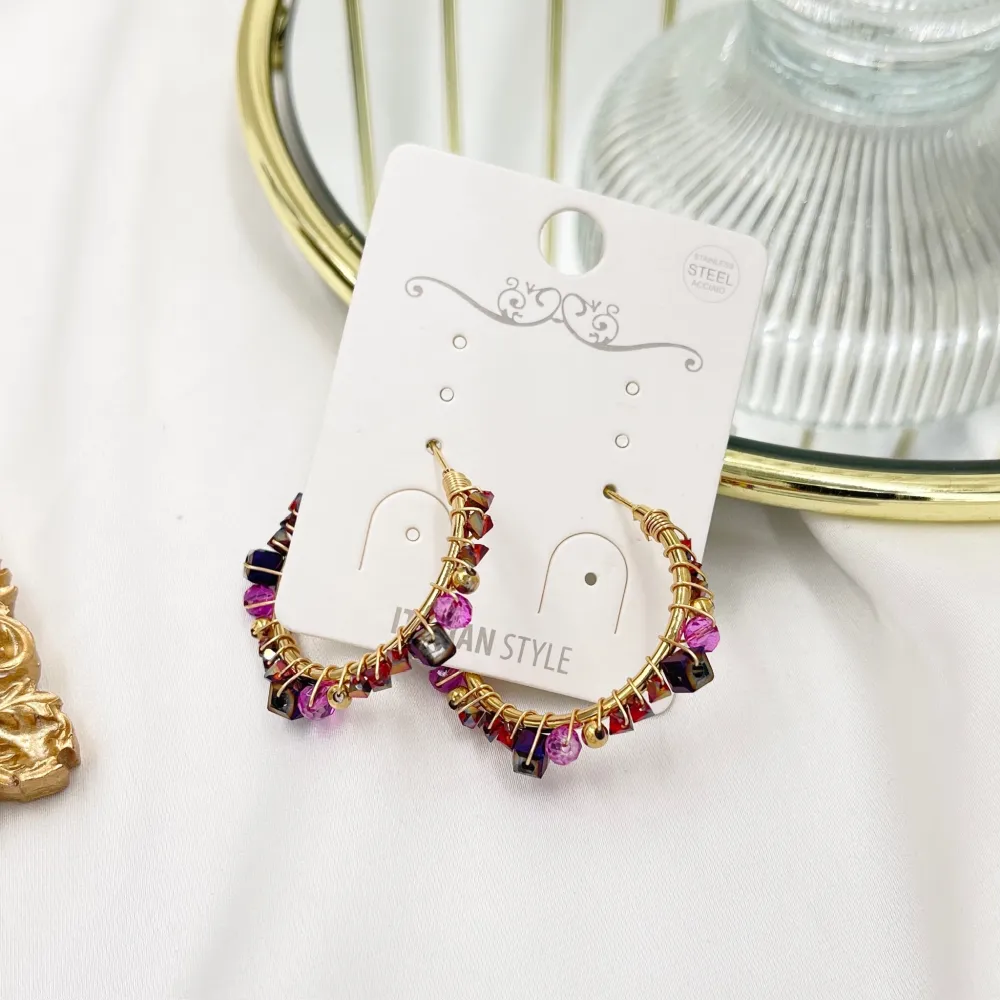 Cerchio con Cristalli-Orecchini in Acciaio - OAP-735-34