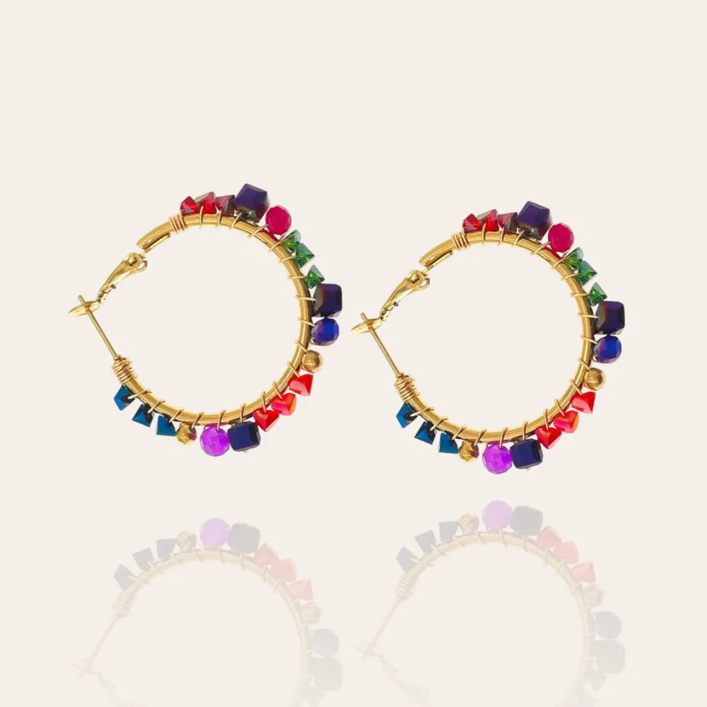 Cerchio con Cristalli-Orecchini in Acciaio - OAP-735-34