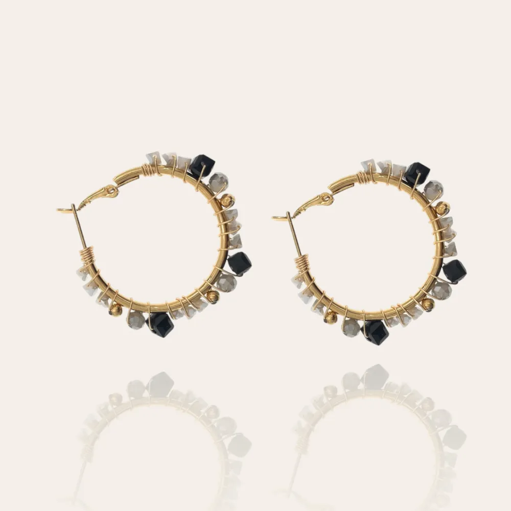 Cerchio con Cristalli-Orecchini in Acciaio - OAP-735-34