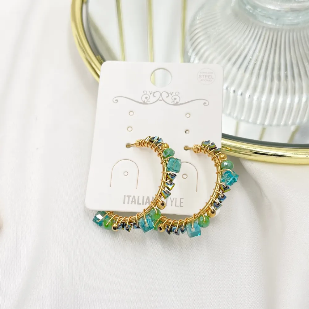 Cerchio con Cristalli-Orecchini in Acciaio - OAP-735-34