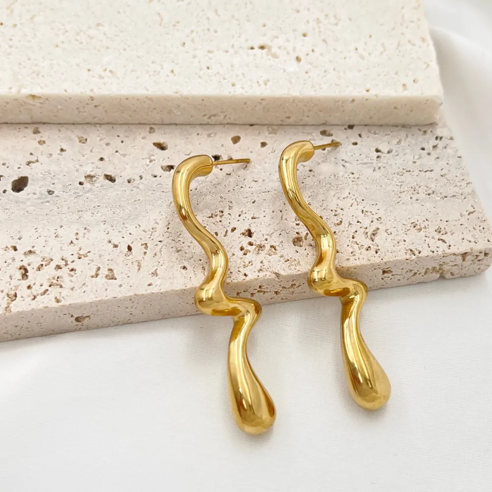 Goccia Lavorata -Orecchini in Acciaio - OAP-754-05