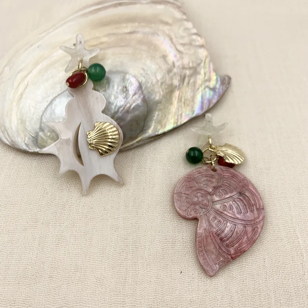 OMM3072-Conchiglia mix-Orecchini in resina - OMM-10514