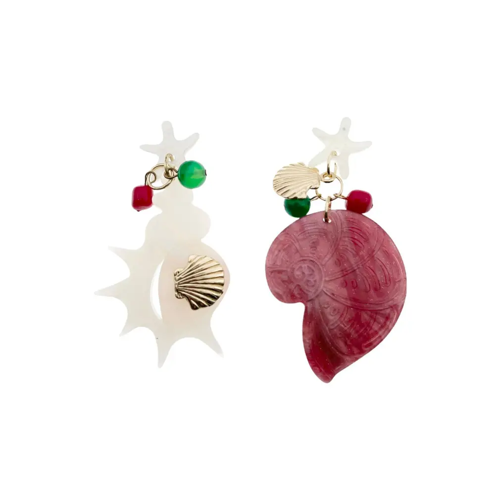 OMM3072-Conchiglia mix-Orecchini in resina - OMM-10514