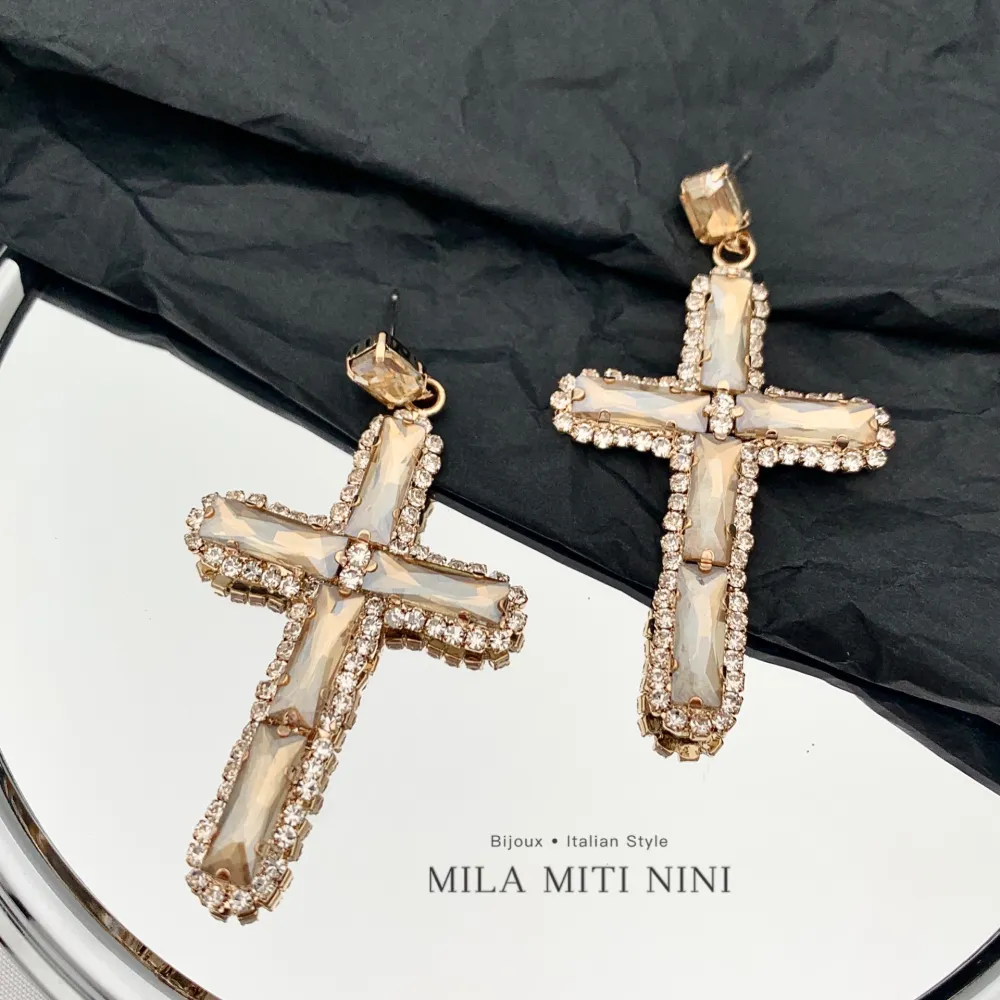 Croce -Orecchini con Pietre Colorate - OMM-159-20917