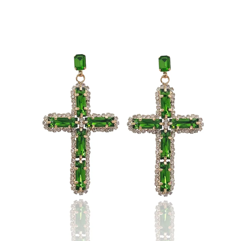 Croce -Orecchini con Pietre Colorate - OMM-159-20917