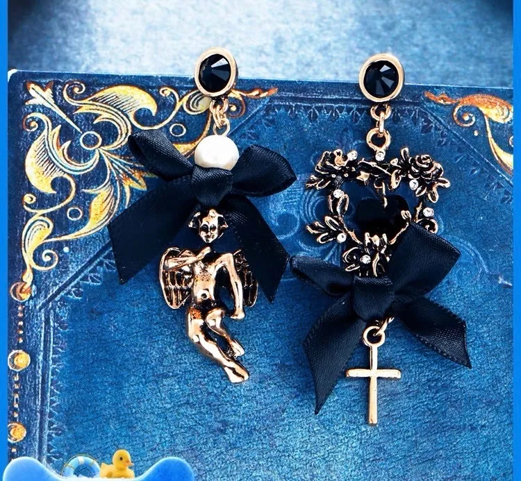 Cuore Croce e Angelo-Orecchini Moda - OMM-520-60