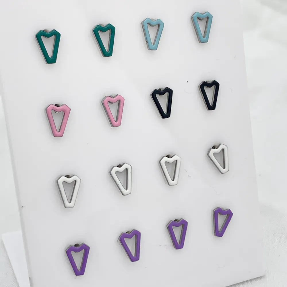 Triangolo  Smaltato-12Paia Orecchini a Lobo in Acciaio - OPA-103-AA1601E