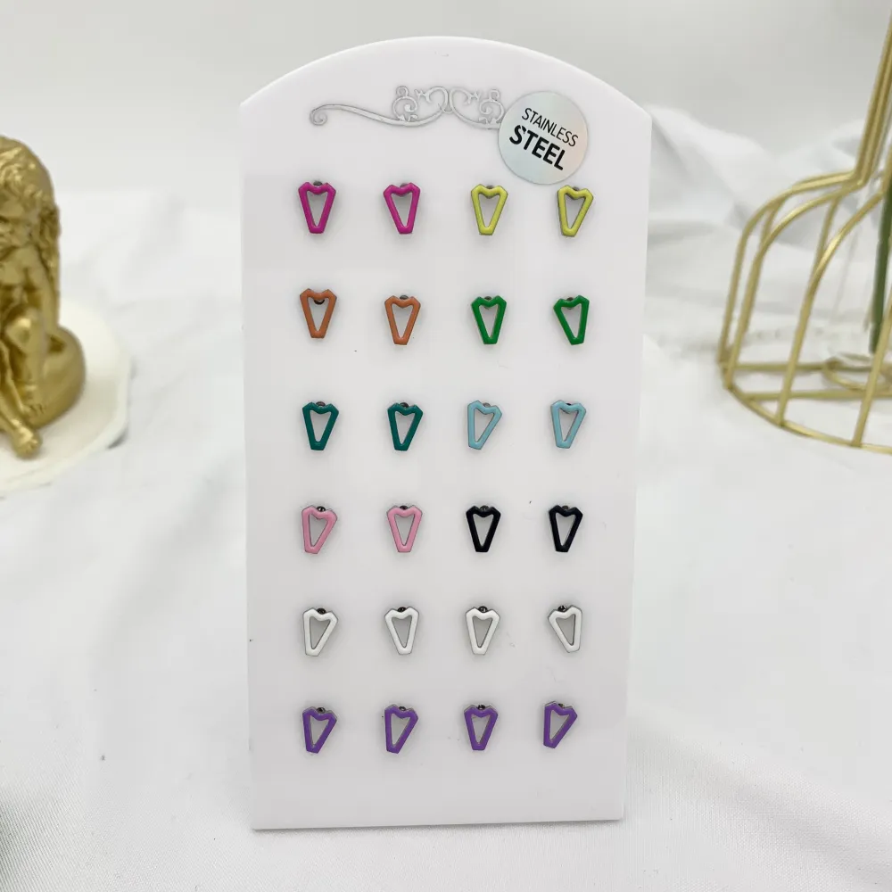 Triangolo  Smaltato-12Paia Orecchini a Lobo in Acciaio - OPA-103-AA1601E