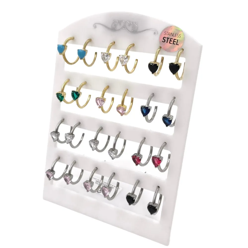 Cuore-12 Paia Orecchini in Acciaio - OPA-103-AA165E