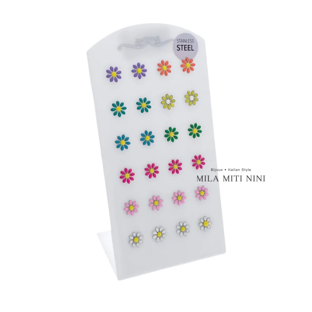 Margherita Smaltata-12Paia Orecchini a Lobo in Acciaio - OPA-103-AA284E