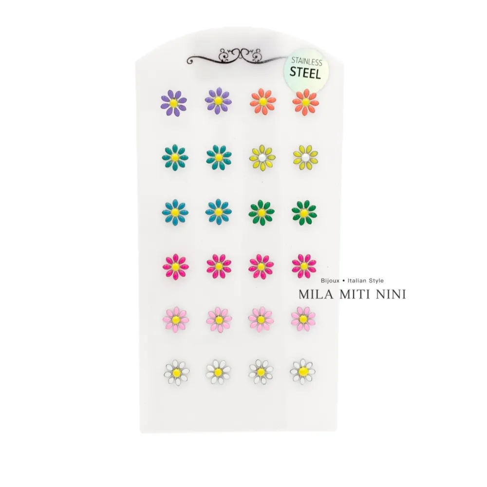 Margherita Smaltata-12Paia Orecchini a Lobo in Acciaio - OPA-103-AA284E