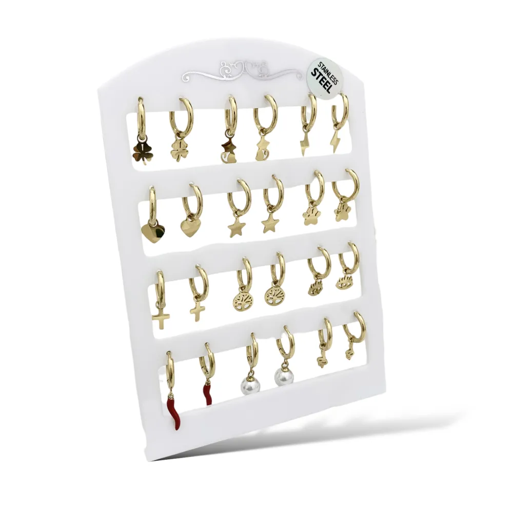 Mix Soggetti Semplici-12Paia Orecchini in Acciaio - OPA-103-AA3082-3093E