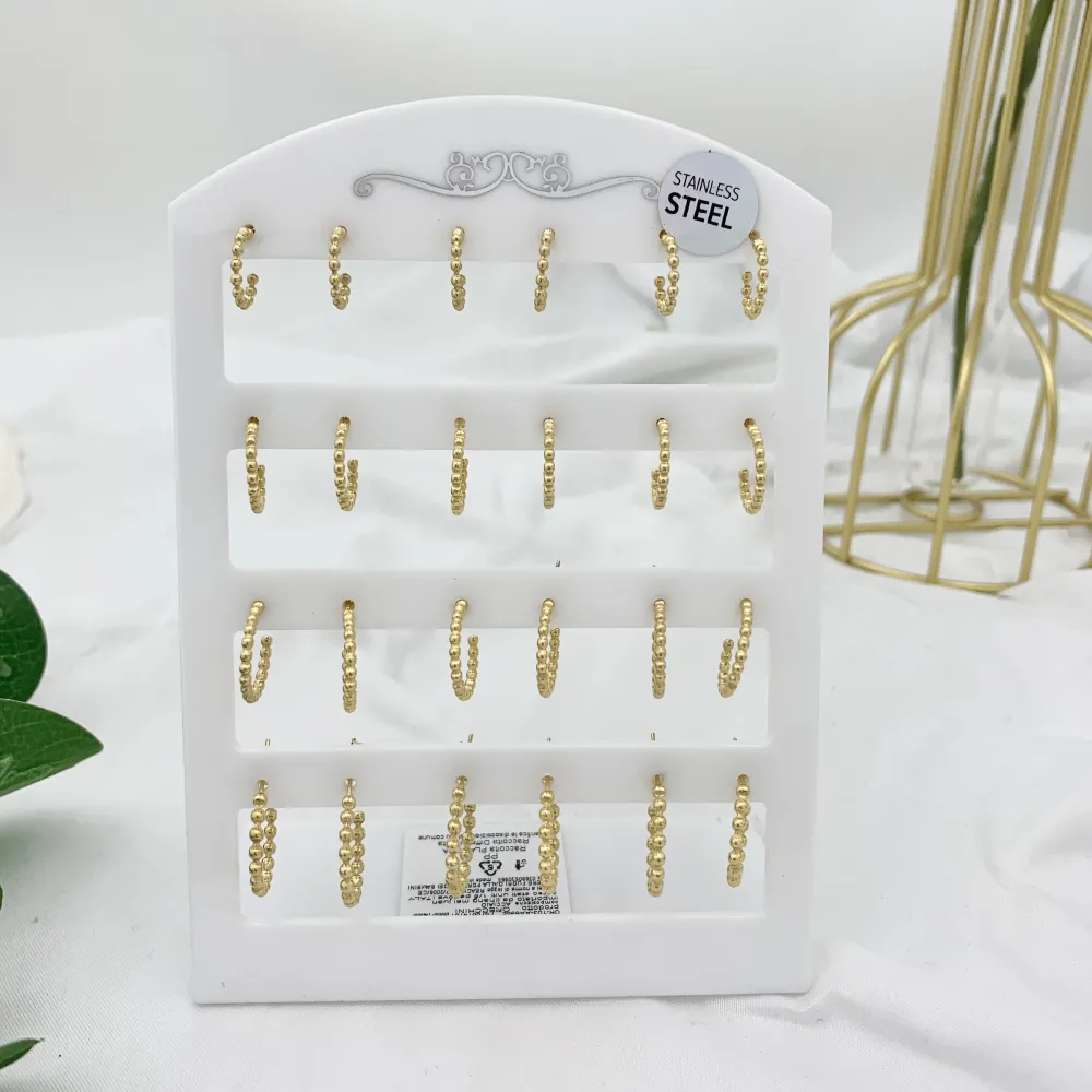 Cerchio Scalare Pallina 8-10-12-14mm-12Paia Orecchini in Acciaio - OPA-103-AA696E 8-10-12-14mm