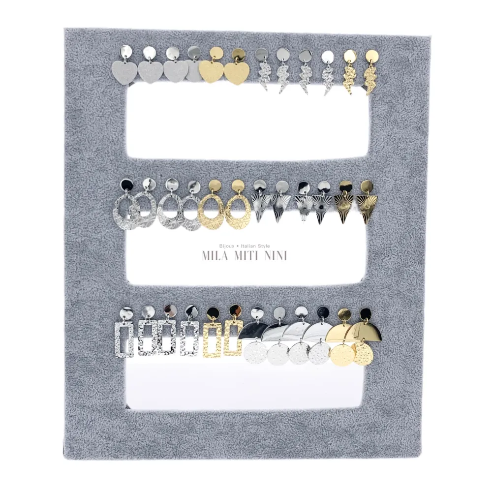 OPA7741-Pendenti Misto-18 Paia Orecchini in Acciaio + Espositor - OPA104-SD-139-Pendenti Misto-18 Paia Orecchini in Acciaio