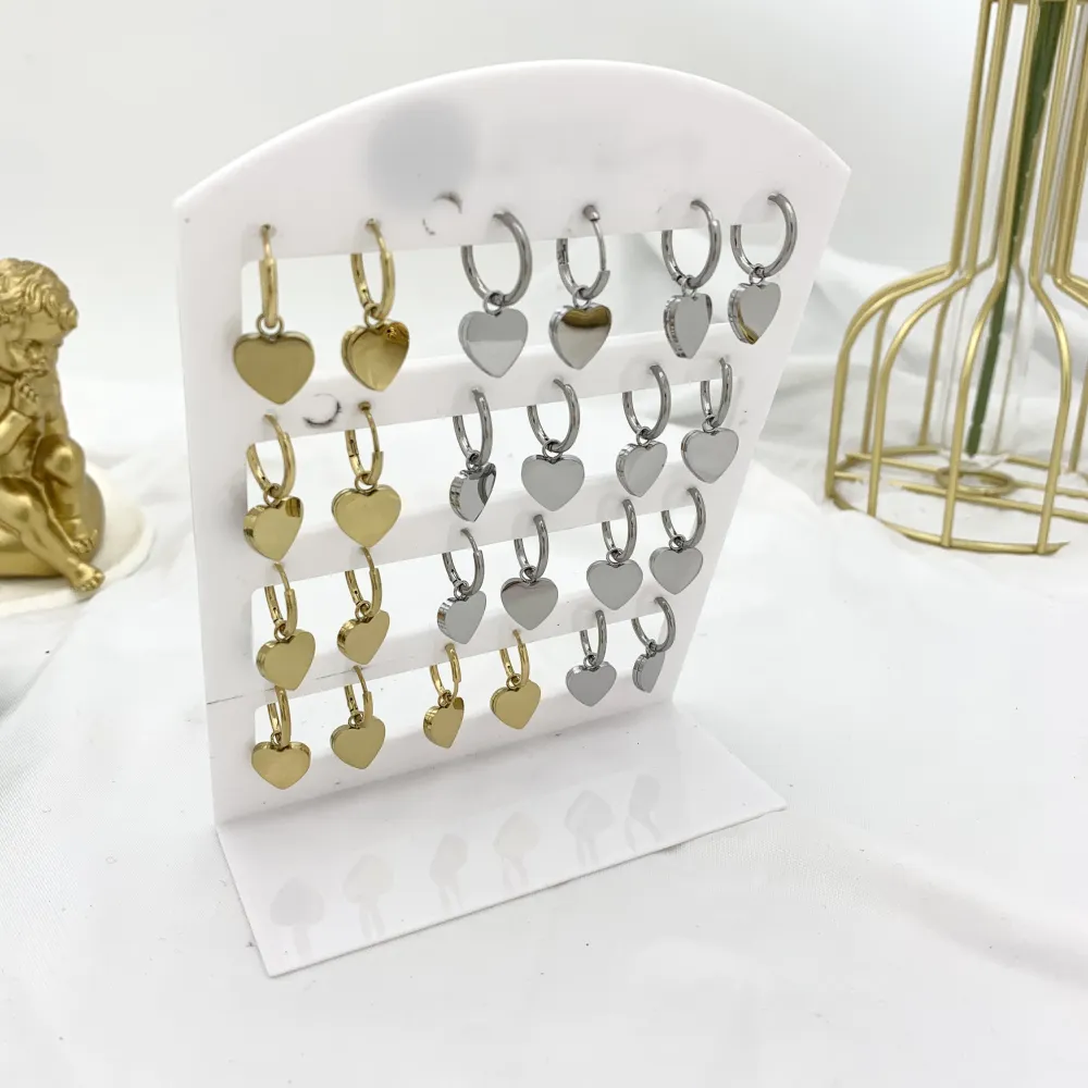 Cuore Smaltato-12Paia Orecchini in Acciaio - OPA-413-868